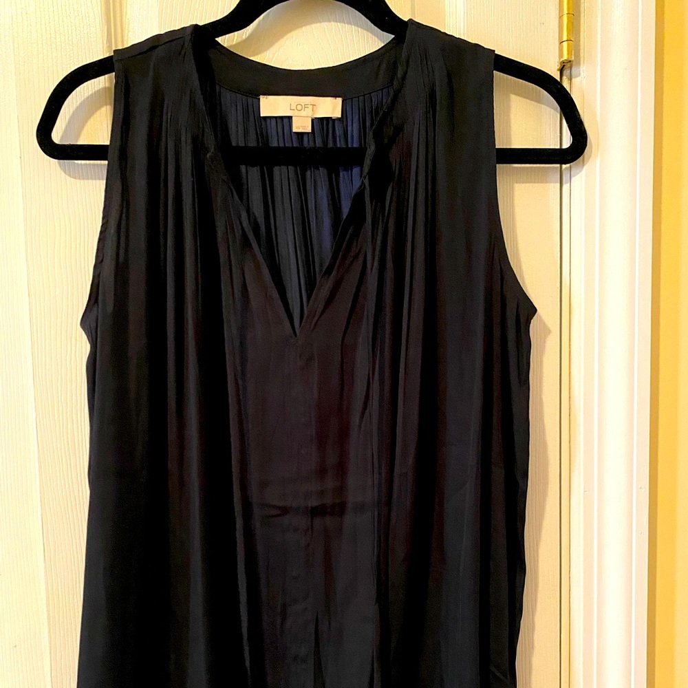 Loft Navy Pleated Tunic Tank